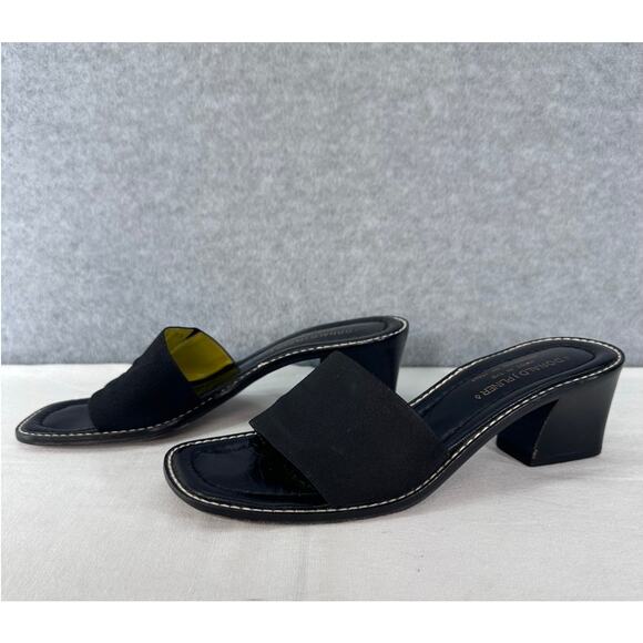 Donald J Pliner Women's sz 7.5 N Ronny Black Leather Slip On Square Toe 90s Y2K - Picture 2 of 11